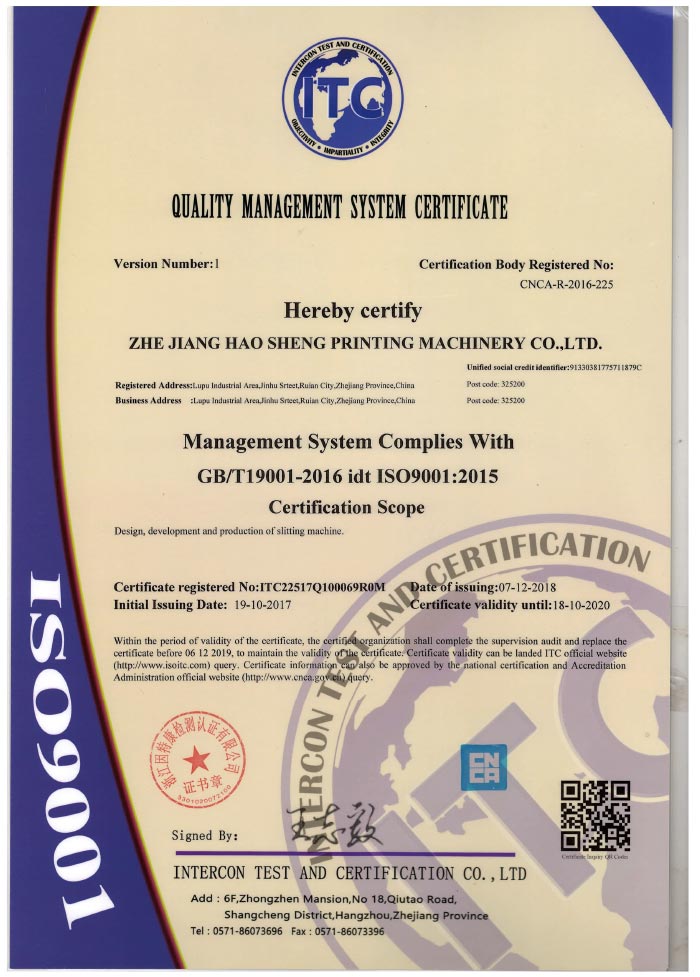 Quality Management System Certiftcate